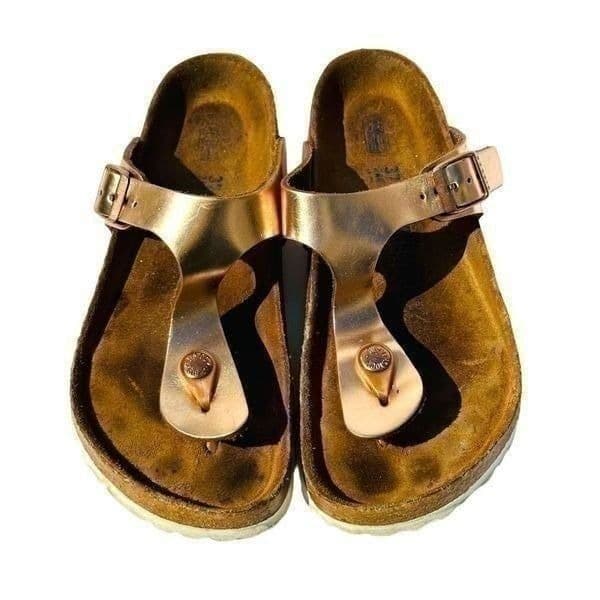 Birkenstock Womens Sandals Cork Footbed Buckle Slip On Metalic Pink Size 37 / US - Image 1