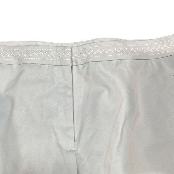 OSCAR DE LA RENTA Light Blue High Waisted Cropped Trouser Pants With Embroidered - Thumbnail 5