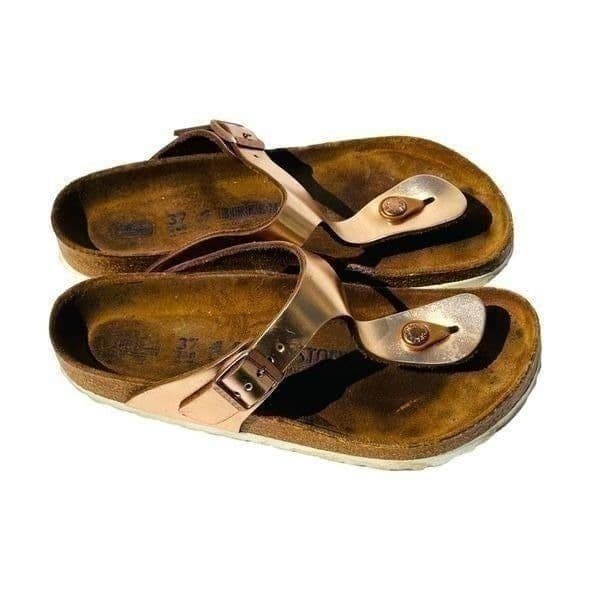 Birkenstock Womens Sandals Cork Footbed Buckle Slip On Metalic Pink Size 37 / US - Thumbnail 4