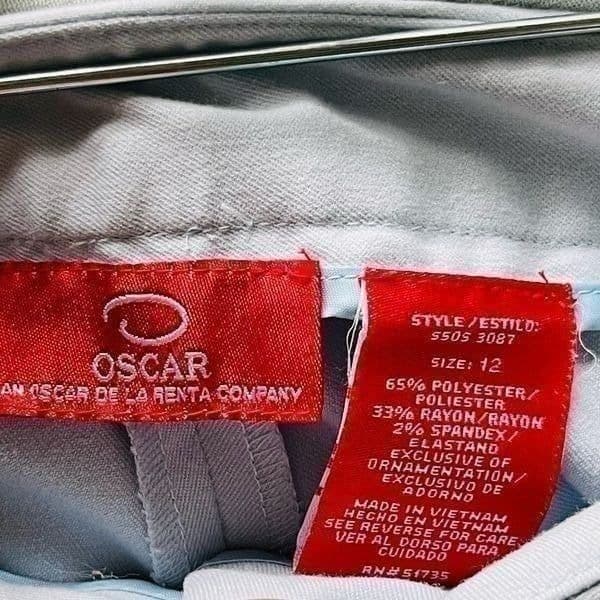 OSCAR DE LA RENTA Light Blue High Waisted Cropped Trouser Pants With Embroidered - Thumbnail 3