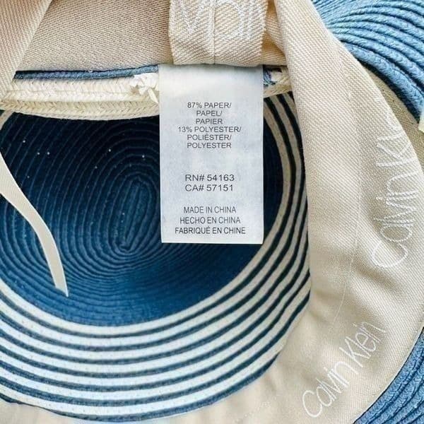 CALVIN KLEIN Striped Paper Wide Brimmed Sun Hat - Thumbnail 2