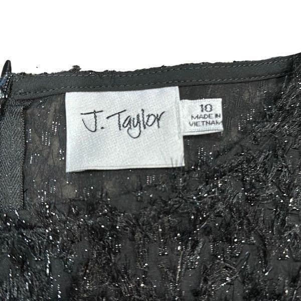 J. TAYLOR *NWT* Black Beige Shimmer Metallic Eyelash Fit and Flare Soft Textured - Thumbnail 3