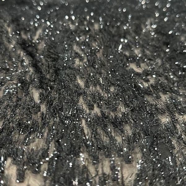 J. TAYLOR *NWT* Black Beige Shimmer Metallic Eyelash Fit and Flare Soft Textured - Thumbnail 6