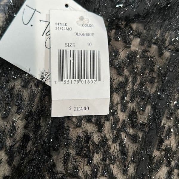 J. TAYLOR *NWT* Black Beige Shimmer Metallic Eyelash Fit and Flare Soft Textured - Thumbnail 2