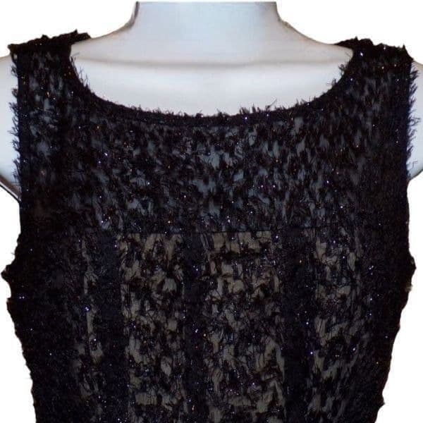 J. TAYLOR *NWT* Black Beige Shimmer Metallic Eyelash Fit and Flare Soft Textured - Thumbnail 7