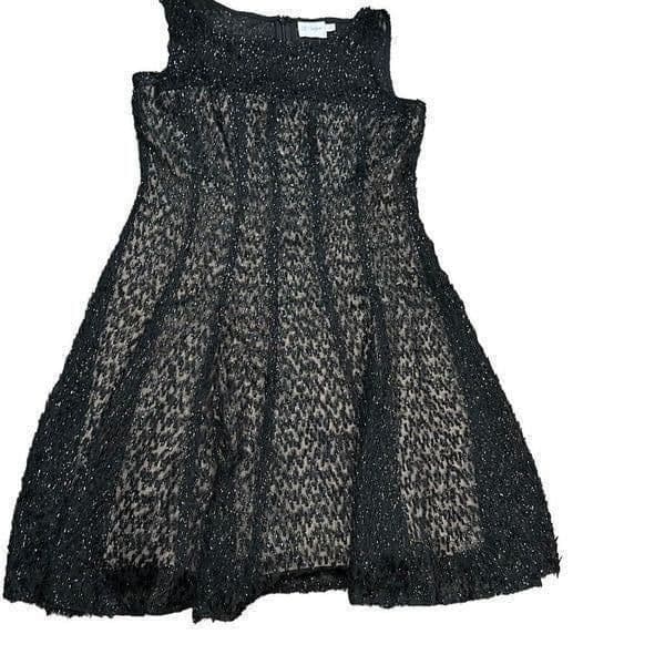 J. TAYLOR *NWT* Black Beige Shimmer Metallic Eyelash Fit and Flare Soft Textured - Thumbnail 4