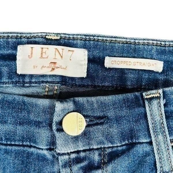 JEN7 BY 7 FOR ALL MANKIND Cropped Straight Stretch Mid Rise Faux Pearl Embellish - Thumbnail 3