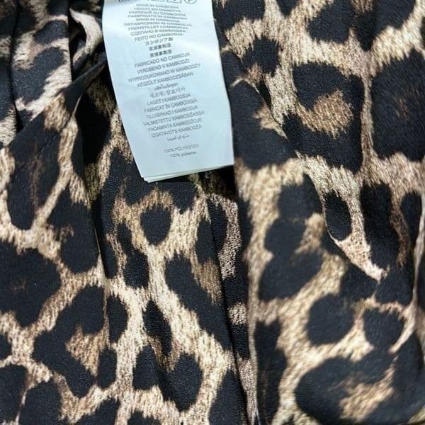 MK MICHAEL KORS Leopard Cheetah Print Long Sleeve Roll Tab Lightweight Zip Up Da - Thumbnail 6