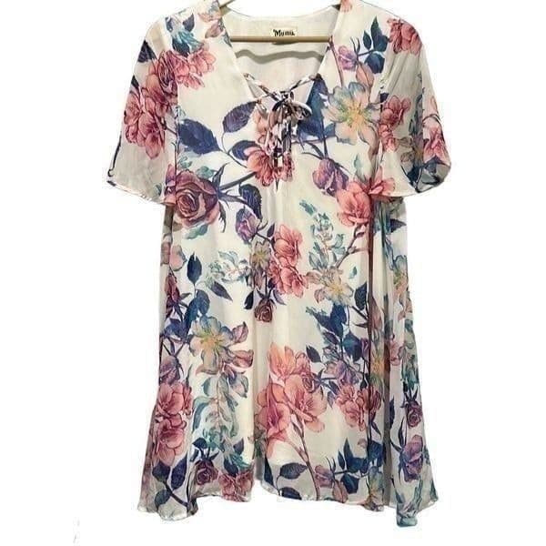 SHOW ME YOUR MUMU Floral Tunic Dress Cover Up Fully Lined Size Large - Thumbnail 8