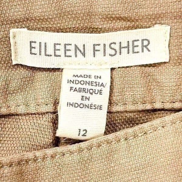 Eileen Fisher Tan Straight Leg Pants Size 12 - Thumbnail 3