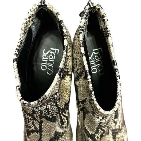FRANCO SARTO Shoes Heels Kortney Roccia SY Ankle Bootie Boots Black & Ivory Snak - Thumbnail 5