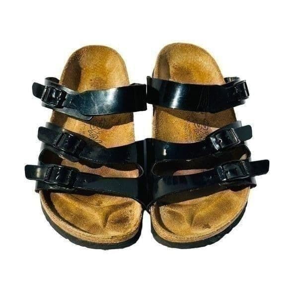 Birkenstock Womens Sandals Cork Footbed Strappy Buckle Slip On Black Size 36 / U - Image 1