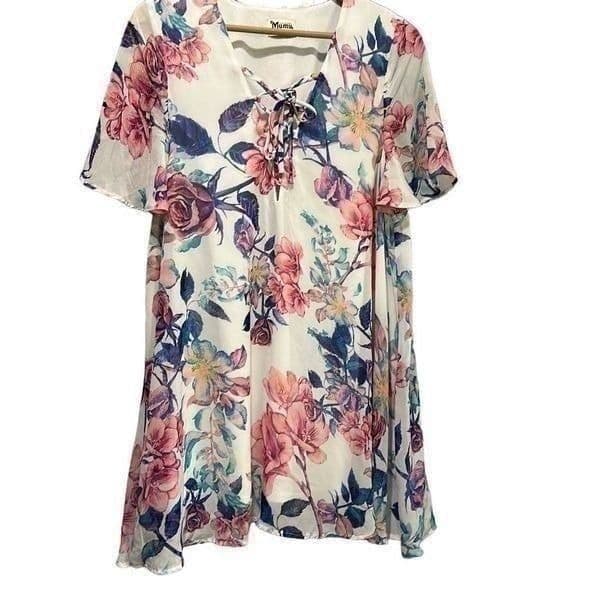 SHOW ME YOUR MUMU Floral Tunic Dress Cover Up Fully Lined Size Large - Thumbnail 4