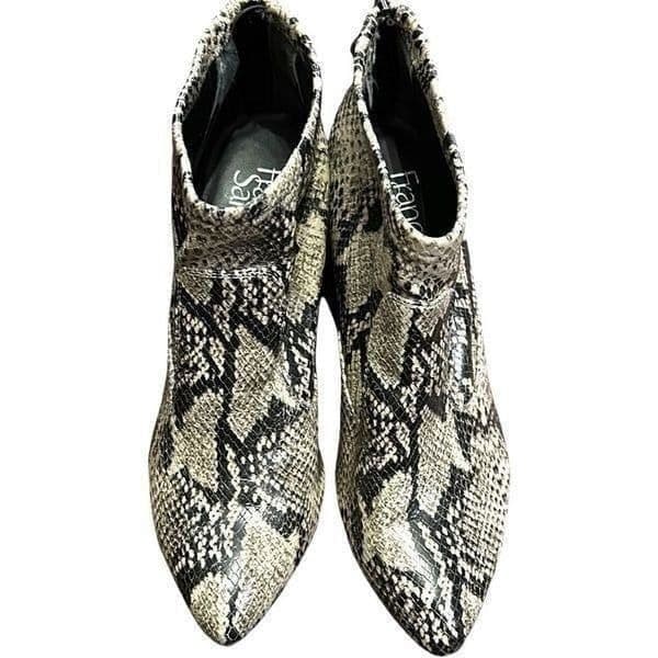 FRANCO SARTO Shoes Heels Kortney Roccia SY Ankle Bootie Boots Black & Ivory Snak - Thumbnail 2