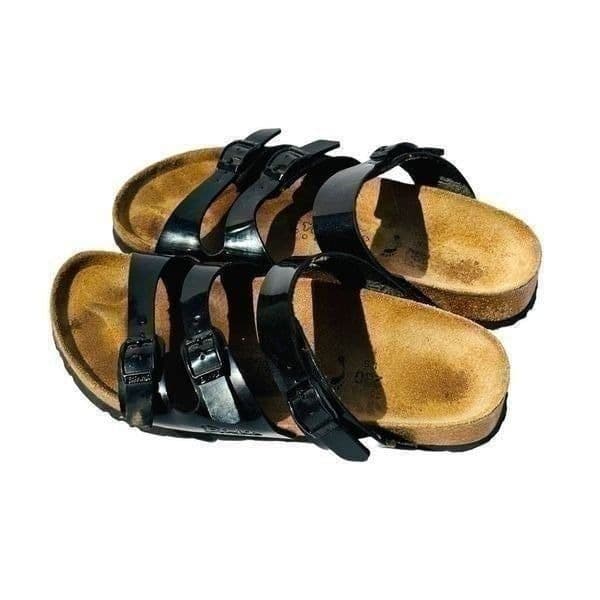 Birkenstock Womens Sandals Cork Footbed Strappy Buckle Slip On Black Size 36 / U - Thumbnail 3