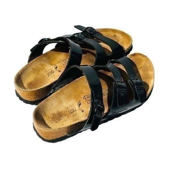 Birkenstock Womens Sandals Cork Footbed Strappy Buckle Slip On Black Size 36 / U - Thumbnail 2