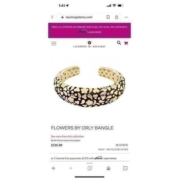 LAUREN G. ADAMS FLOWERS BY ORLY Elegant 18k Gold Plated Handmade Bangle Cuff Bra - Thumbnail 2