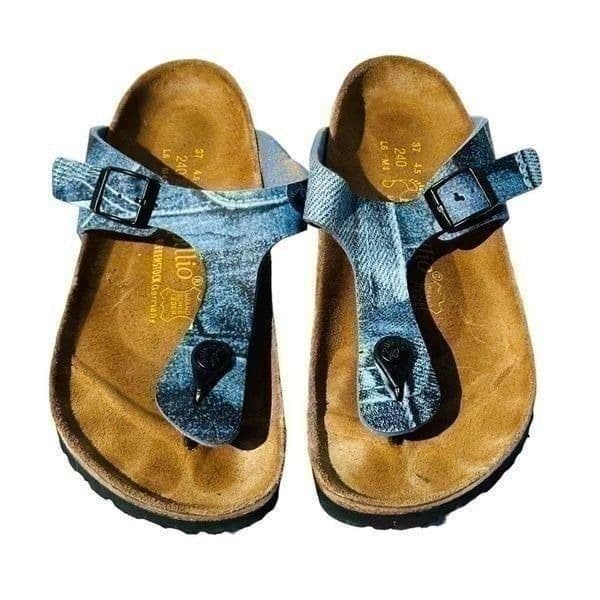 Papillo By Birkenstock Womens Sandals Cork Footbed Buckle Slip On Blue Size 37 - Image 1