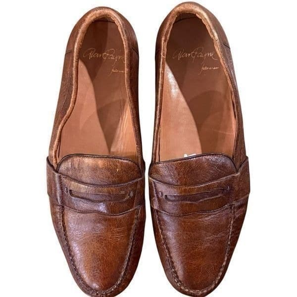 ALAN PAYNE Genuine Exotic Deerskin Shoes Penny Loafers Brown Vero Cuoio Leather - Image 1