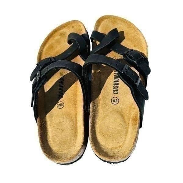 Cushionaire Womens Sandals Luna Cork Footbed One Finger Slip On Black Size 8 - Thumbnail 5