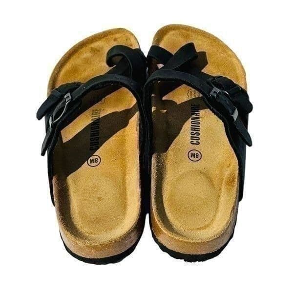 Cushionaire Womens Sandals Luna Cork Footbed One Finger Slip On Black Size 8 - Thumbnail 3