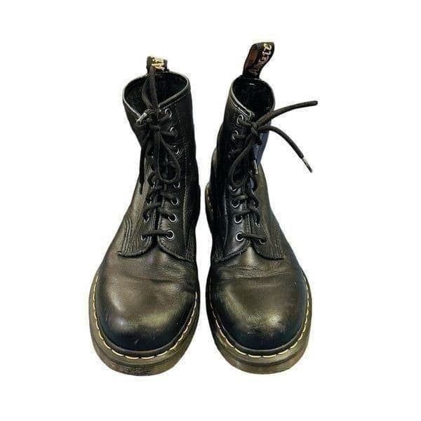 DR. MARTENS The Original Black Lace Up Classic Leather Combat Boots Men’s Size 9 - Thumbnail 4