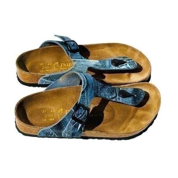 Papillo By Birkenstock Womens Sandals Cork Footbed Buckle Slip On Blue Size 37 - Thumbnail 4