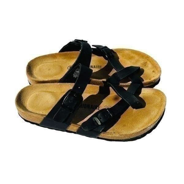 Cushionaire Womens Sandals Luna Cork Footbed One Finger Slip On Black Size 8 - Thumbnail 4