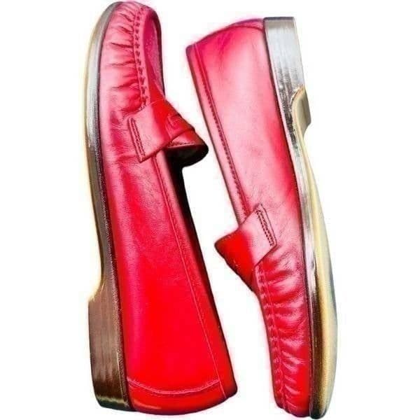 SAS Tripad Comfort Shoes Made In USA Vintage Wink Red Leather Penny Loafers Slip - Thumbnail 7