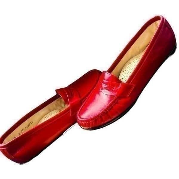 SAS Tripad Comfort Shoes Made In USA Vintage Wink Red Leather Penny Loafers Slip - Thumbnail 10