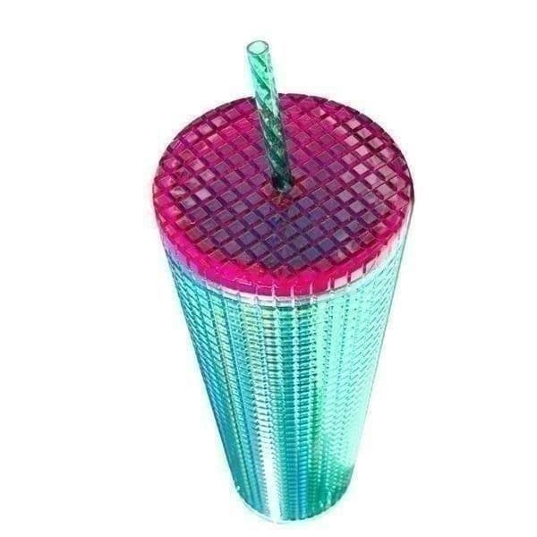 Starbucks Spring 2023 Watermelon Grid Green w/Green Straw and Pink Lid 24 oz Tum - Thumbnail 2