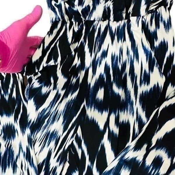 NICOLE MILLER Batik Skin Blue Black White Snakeskin Sleeveless Jumper Romper Jum - Thumbnail 4