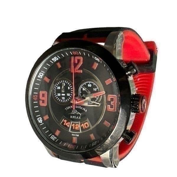 TOMMY BAHAMA Relax Men’s Red Black Chronograph Watch EUC - Image 1