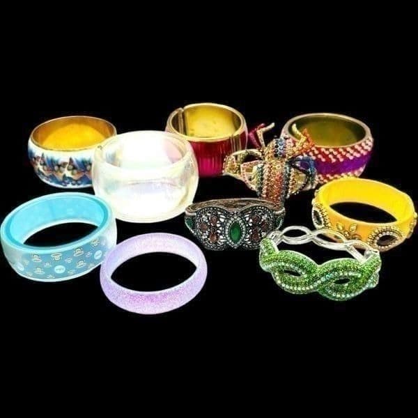 COLORFUL BULK LOT BRACELETS Spider Rhinestone Brass Cuff Bangle Butterfly Sequin - Image 1
