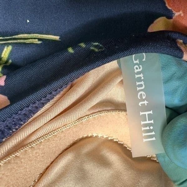 GARNET HILL Ruched Front Navy Daydream Floral Flower Navy One Piece SwimSuit Swi - Thumbnail 6