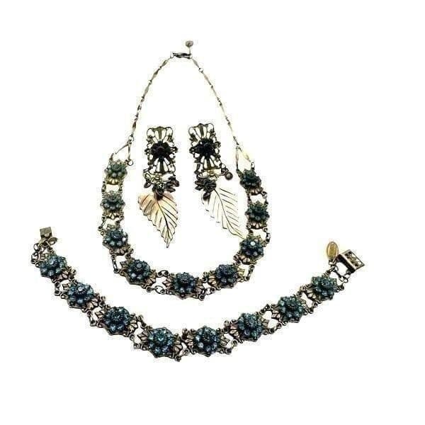 SWAROVSKI & KENNY MA SAN FRANCISCO Full Parure Victorian Crystal Antiqued Brass - Thumbnail 10