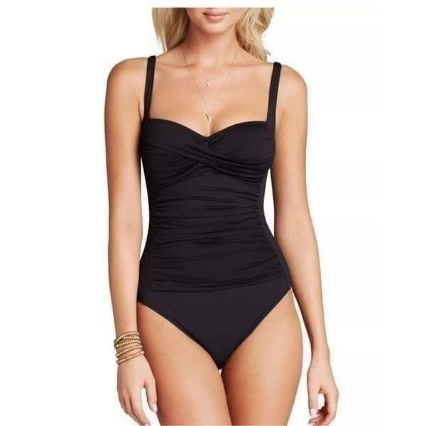 LA BLANCA BY ROD BEATTIE Island Goddess Sweetheart One Piece Black Swimsuit Bath - Image 1