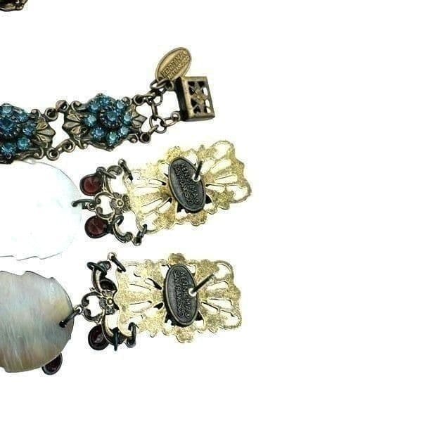 SWAROVSKI & KENNY MA SAN FRANCISCO Full Parure Victorian Crystal Antiqued Brass - Thumbnail 8