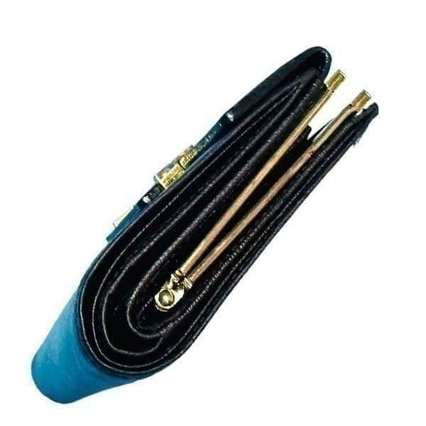 YSL YVES SAINT LAURENT Dark Brown Goldtone Saffiano Leather Kisslock Wallet Bag - Thumbnail 11