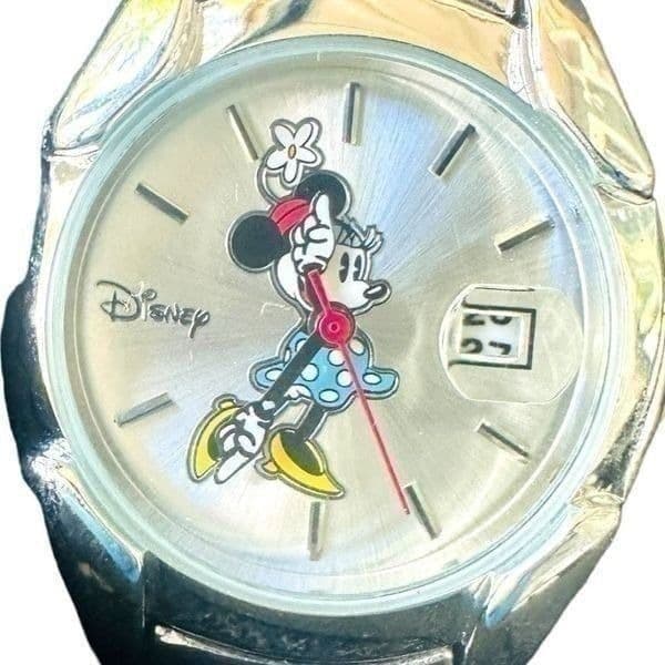 NWT DISNEY ACCUTIME Minnie Mouse Watch New In Box Silver Metallic Band Date Wind - Thumbnail 3