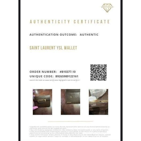 YSL YVES SAINT LAURENT Dark Brown Goldtone Saffiano Leather Kisslock Wallet Bag - Thumbnail 3