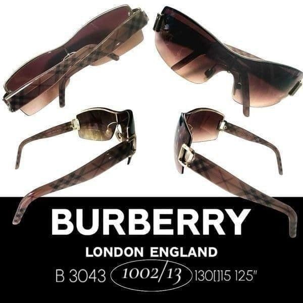 BURBERRY Shield Sunglasses B3043 Plaid Designer Luxury Sunglasses Serial Number - Image 1