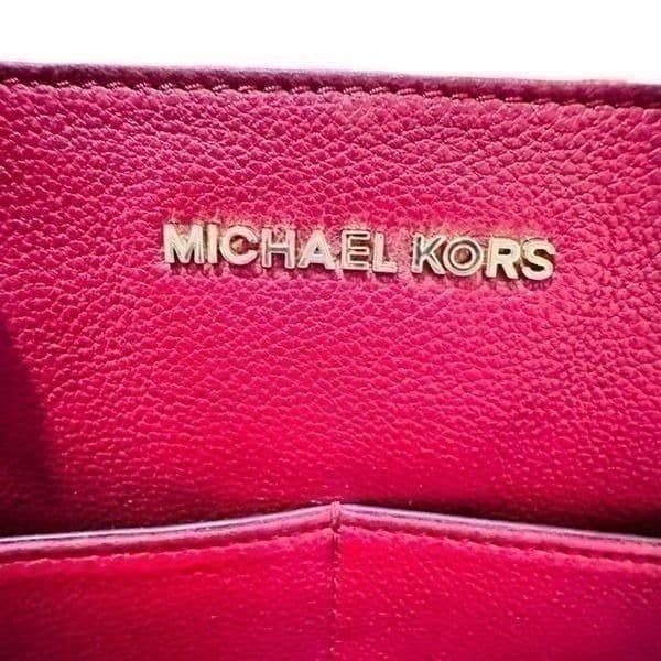 NWOT Michael Kors Bedford Red Pocket Tote Pebble Leather Purse Shopper Bag - Thumbnail 7
