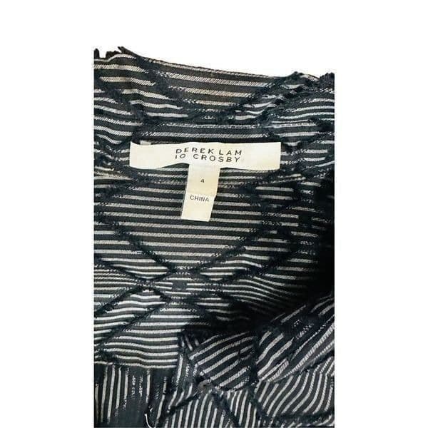 DEREK LAM 10 CROSBY Textured Ruffled Long Sleeve Asymmetrical Shirt Dress Size 4 - Thumbnail 4