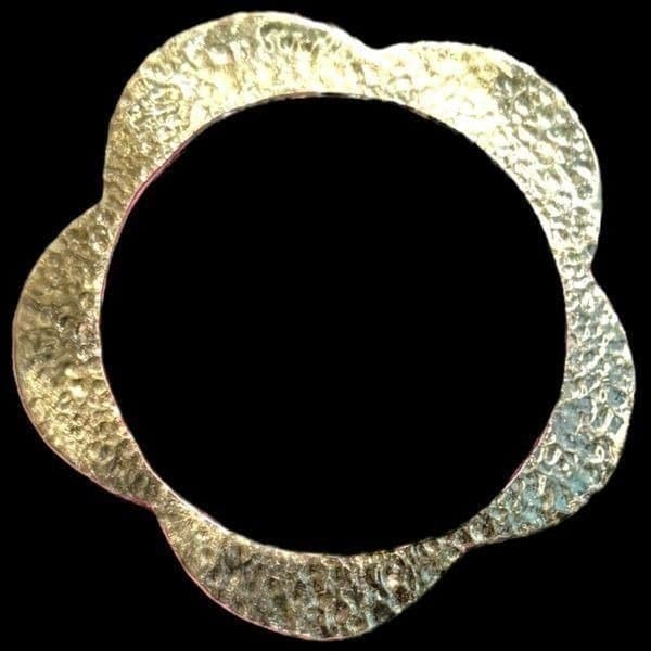 Charles Albert Alchemia Gold-Toned Hammered Texture Scalloped Edge Bangle Bracel - Image 1
