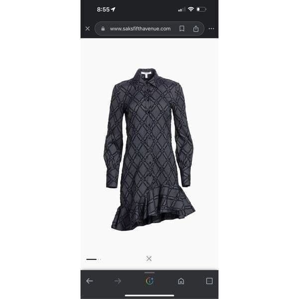 DEREK LAM 10 CROSBY Textured Ruffled Long Sleeve Asymmetrical Shirt Dress Size 4 - Image 1