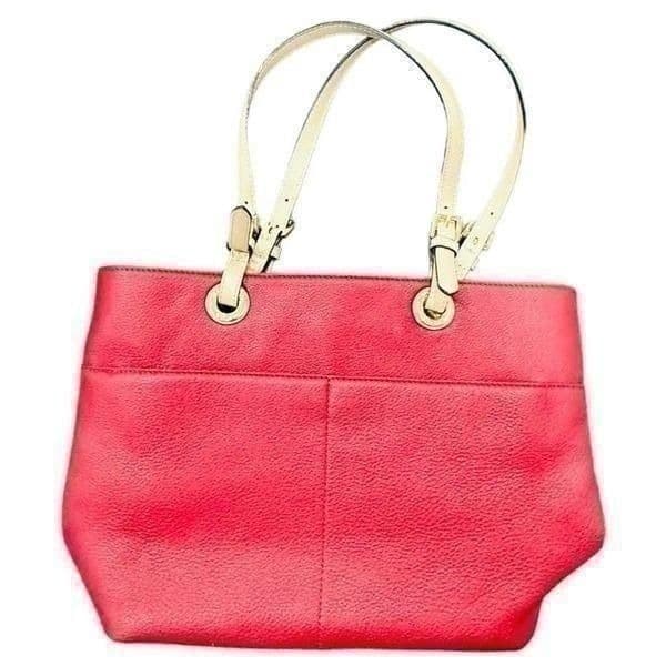 NWOT Michael Kors Bedford Red Pocket Tote Pebble Leather Purse Shopper Bag - Thumbnail 2