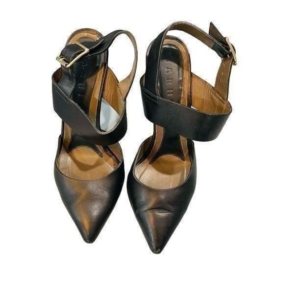 Marni Black and Chrome Block Heel Leather High Heels Pumps Size 9 EUC - Thumbnail 5