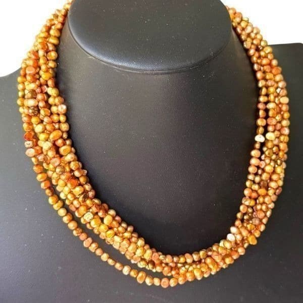 SILPADA STERLING SILVER Designer 925 Gold & Copper Freshwater Pearls 8 Multi-Str - Thumbnail 7