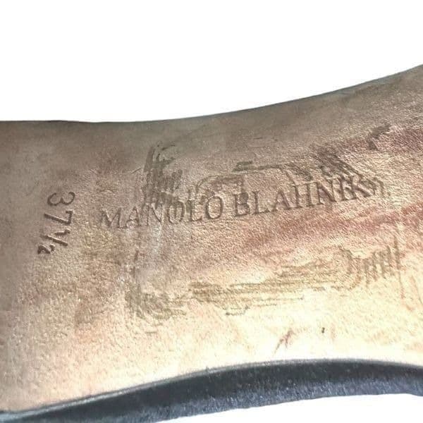 MANOLO BLAHNIK Black Satin Jewel Crystal Buckle Stiletto High Heel Shoes Size 7. - Thumbnail 5